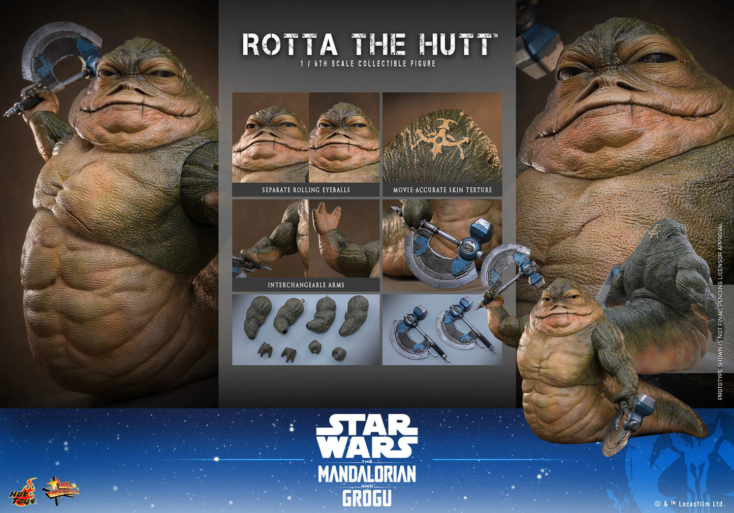 Hot Toys Rotta the Hutt Sixth Scale Collectible Figure | Star Wars: The Mandalorian & Grogu