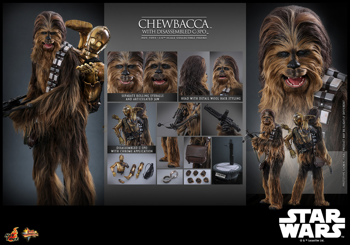 Chewbacca with Disassembled C-3PO Sixth Scale Figure