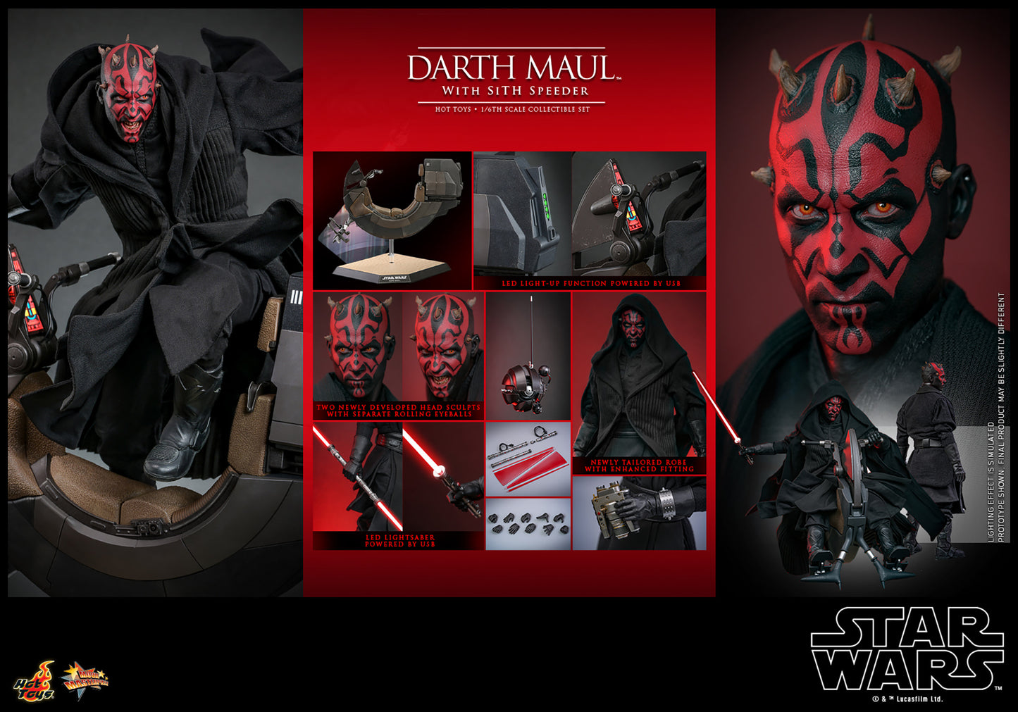 Darth Maul with Sith Speeder 1/6 Scale Figure Set