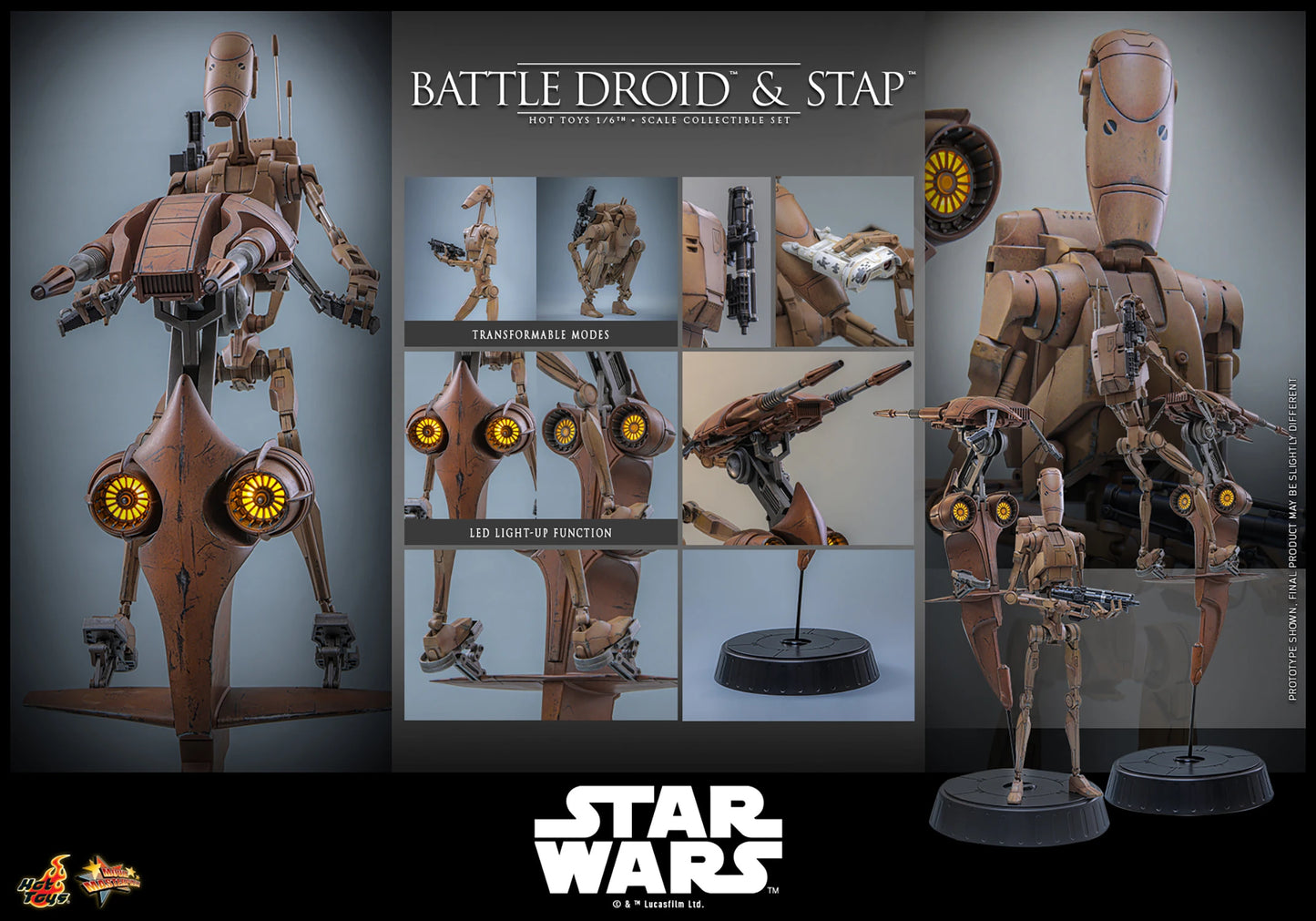 Hot Toys Battle Droid & STAP Sixth Scale Collectible Set | Star Wars: The Phantom Menace