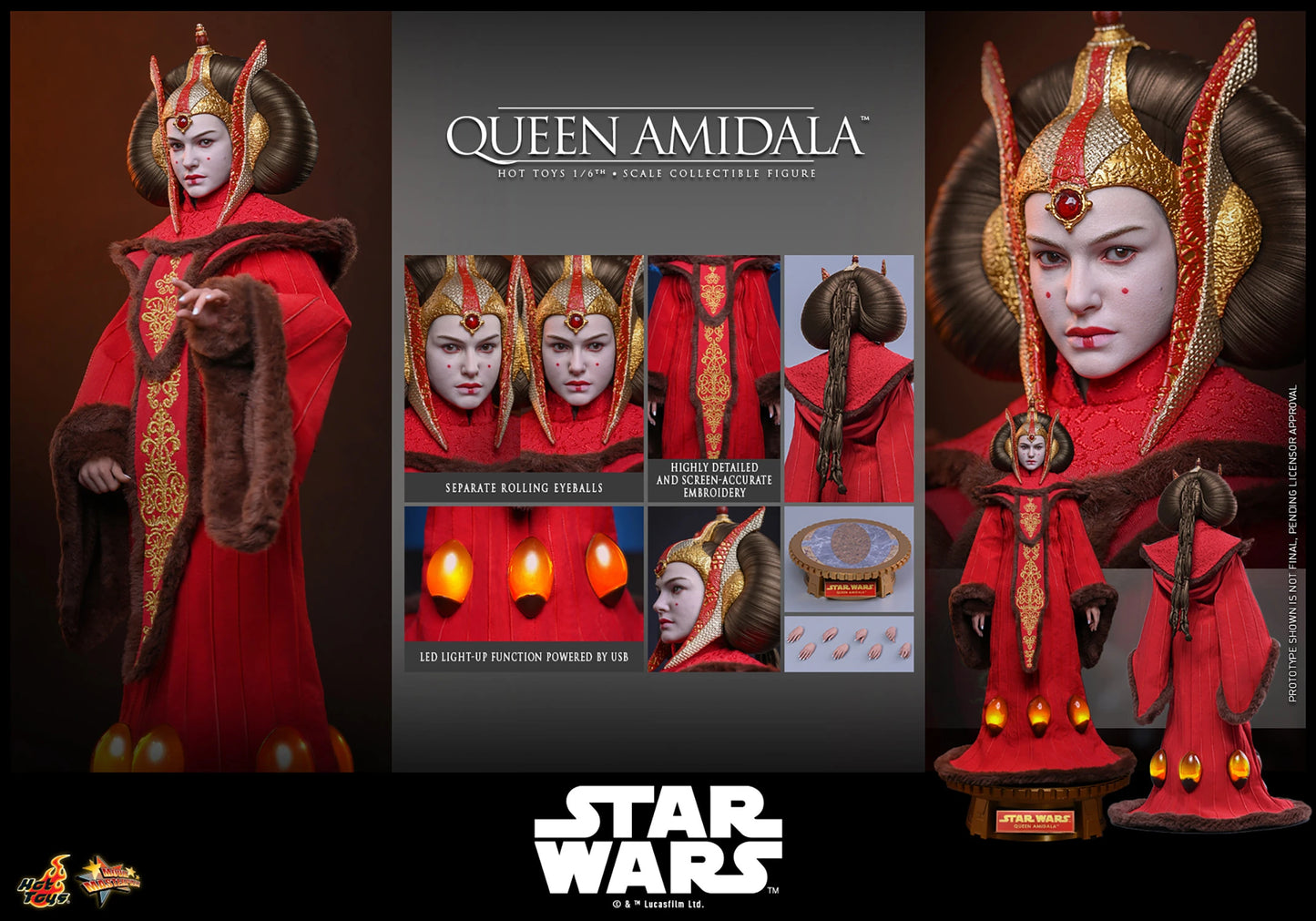 Hot Toys Queen Amidala Sixth Scale Collectible Figure | Star Wars: The Phantom Menace