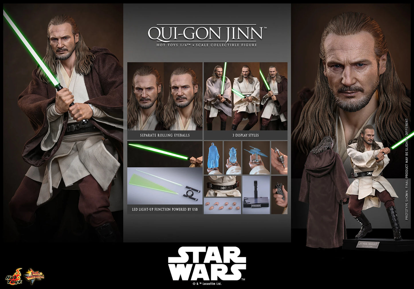 Hot Toys Star Wars: The Phantom Menace Qui-Gon Jinn 1/6 Scale Collectible Figure