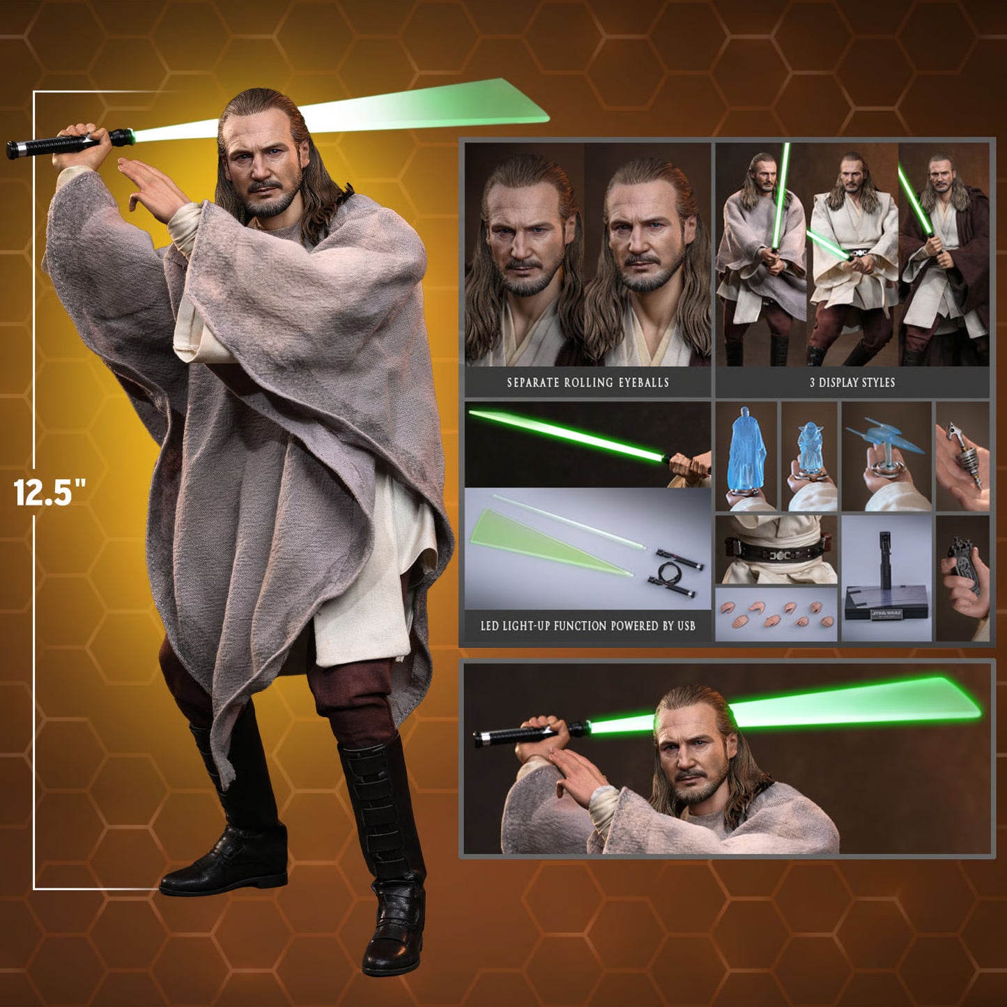 Hot Toys Star Wars: The Phantom Menace Qui-Gon Jinn 1/6 Scale Collectible Figure