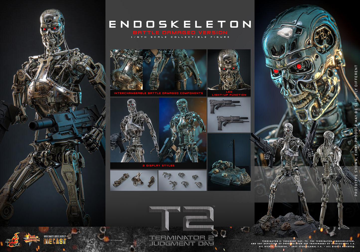 Hot Toys Terminator 2 Endoskeleton (Battle Damaged) Sixth Scale Figure