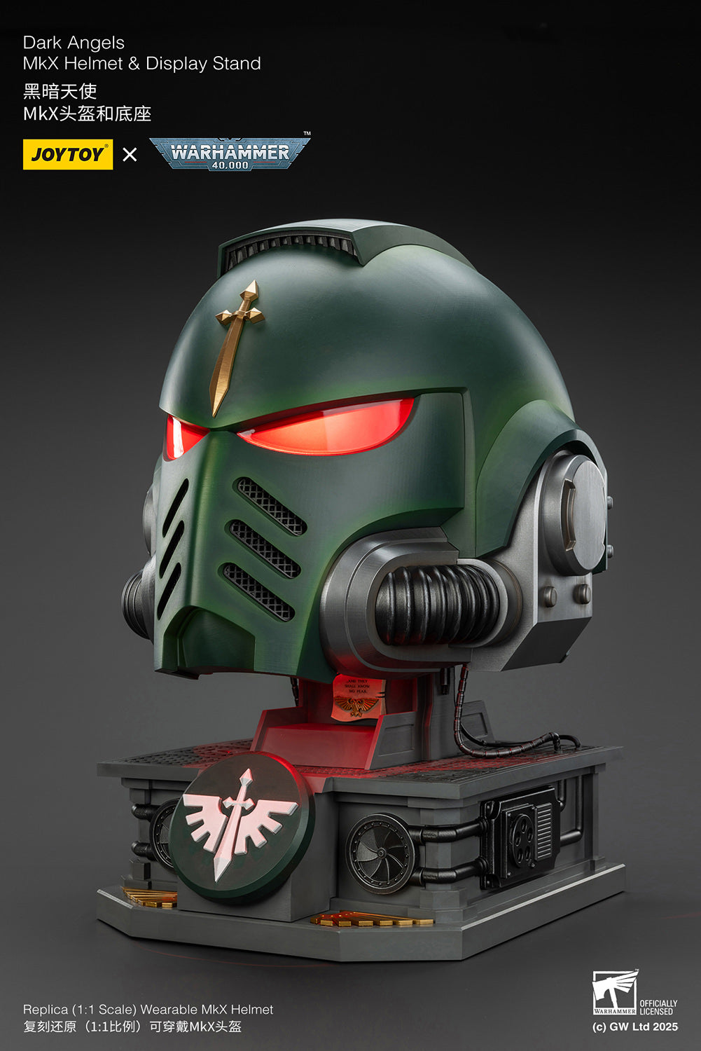 Warhammer Dark Angels MkX Helmet & Display Stand - 1/1 Scale Prop Replica