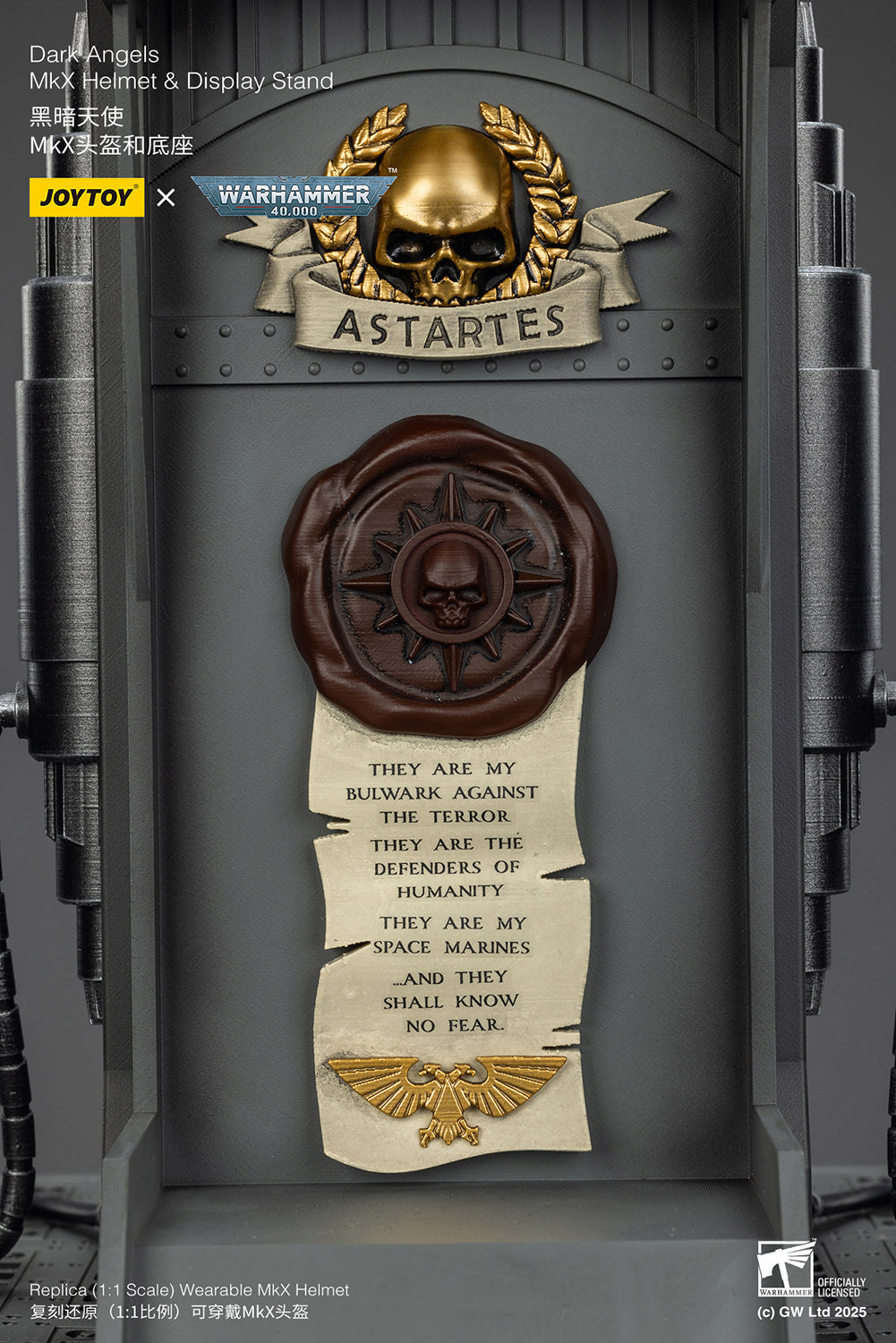Warhammer Dark Angels MkX Helmet & Display Stand - 1/1 Scale Prop Replica