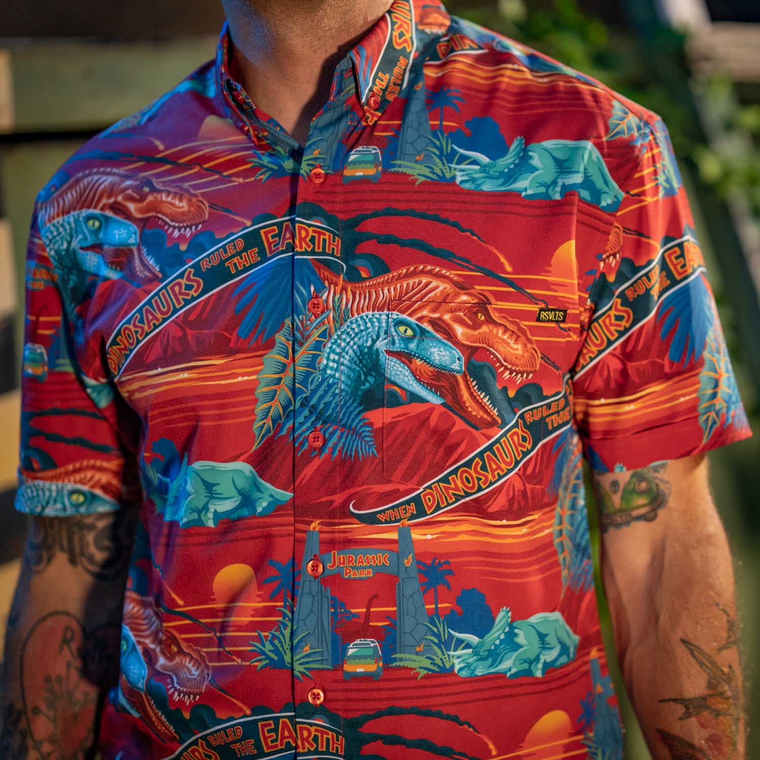 wearing an unbuttoned Hawaiian shirt - Playground
