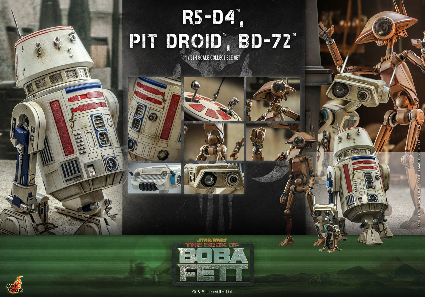 R5-D4, Pit Droid and BD-72 Sixth Scale Figures by Hot Toys